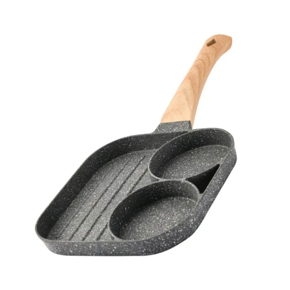 PACK6 GRILL ANTIADHERENTE 3 DIVISIONES PARA COCINA DOMESTICA CON MADERA YREGALO STICKER - 2