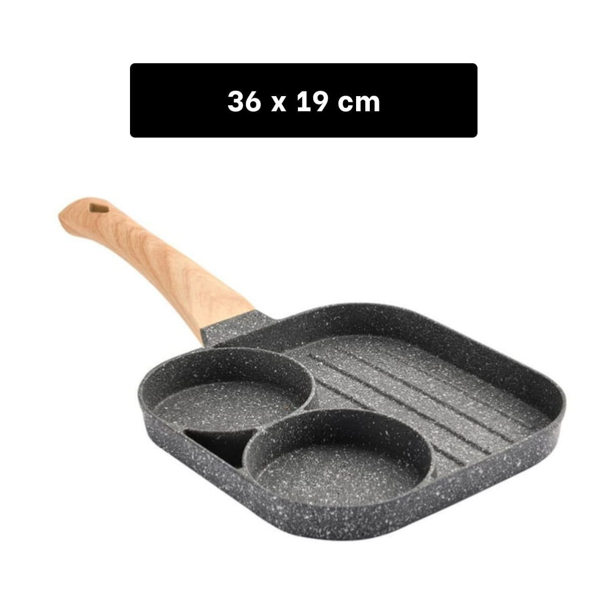 PACK6 GRILL ANTIADHERENTE 3 DIVISIONES PARA COCINA DOMESTICA CON MADERA YREGALO STICKER - 4