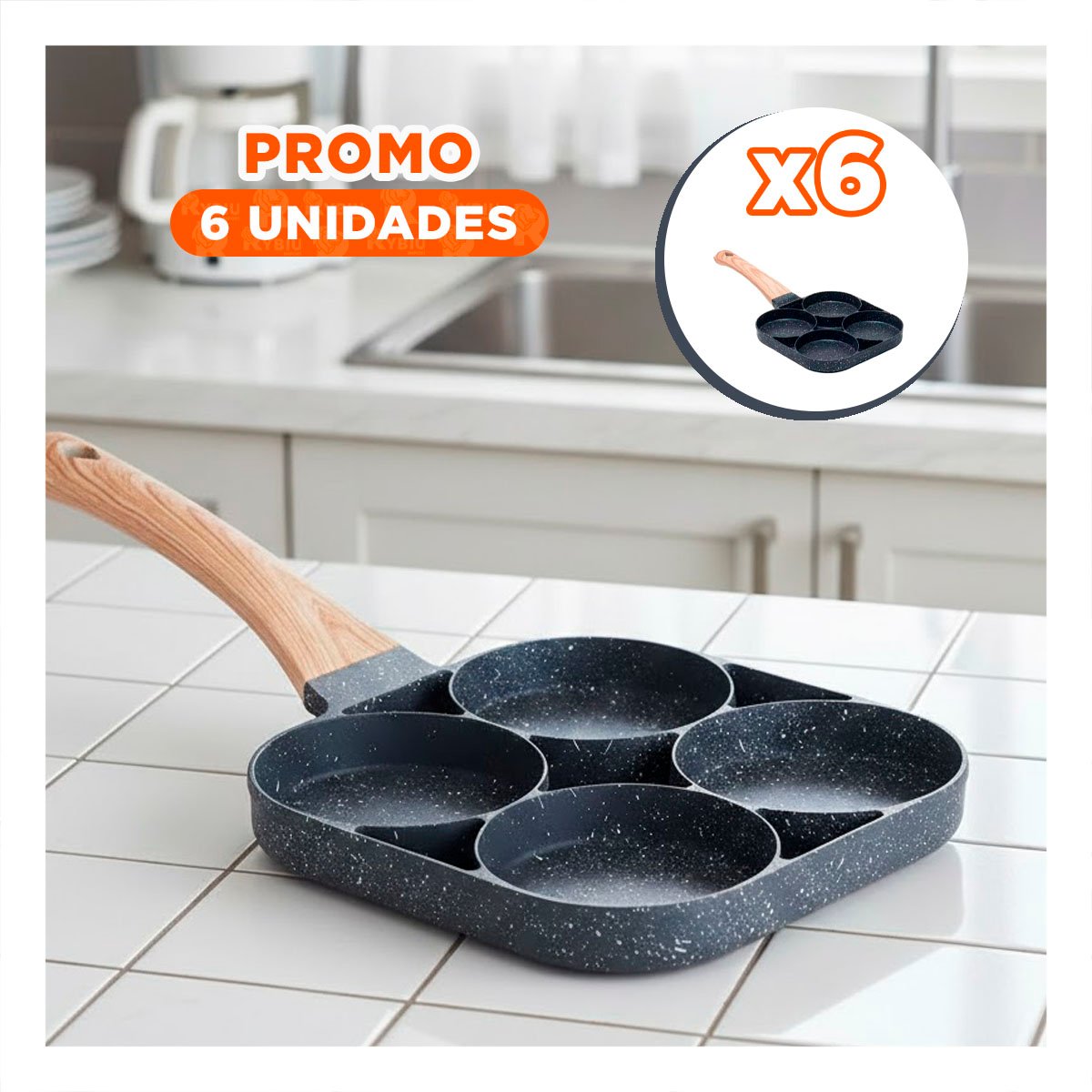 PACK6 CAZUELA ANTIADHERENTE DE 4 DIVISIONES EN PLOMO PARA DESAYUNOS YREGALO STICKER - 1