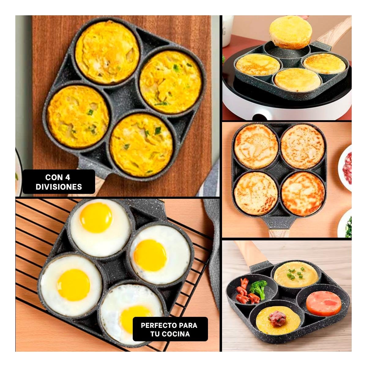 PACK6 CAZUELA ANTIADHERENTE DE 4 DIVISIONES EN PLOMO PARA COMIDAS YPAPEL REGALO - 3