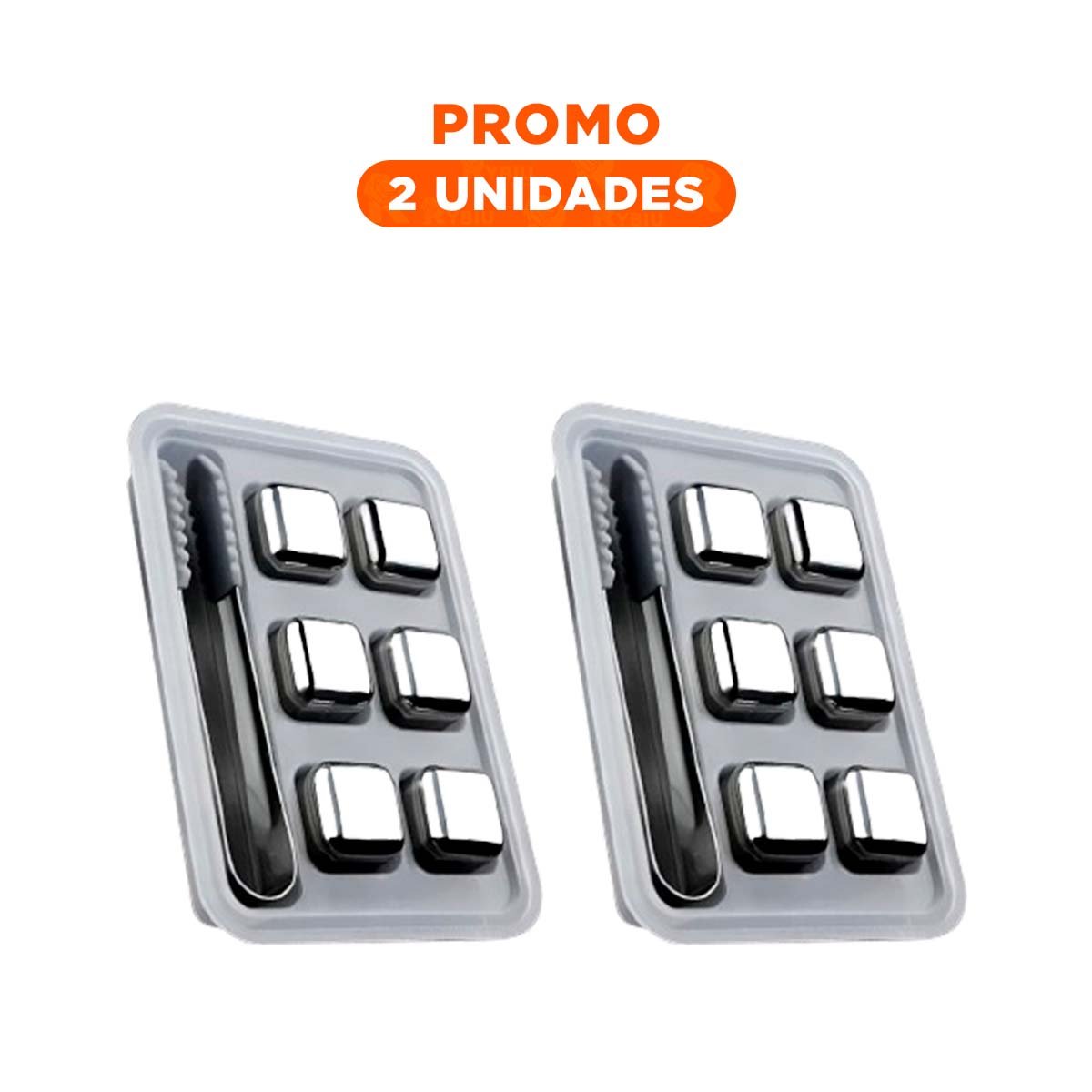 PACK2 CUBOS DE HIELO DE ACERO SET DE 6 REUTILIZABLES PARA COCTELES YREGALO STICKER - 1