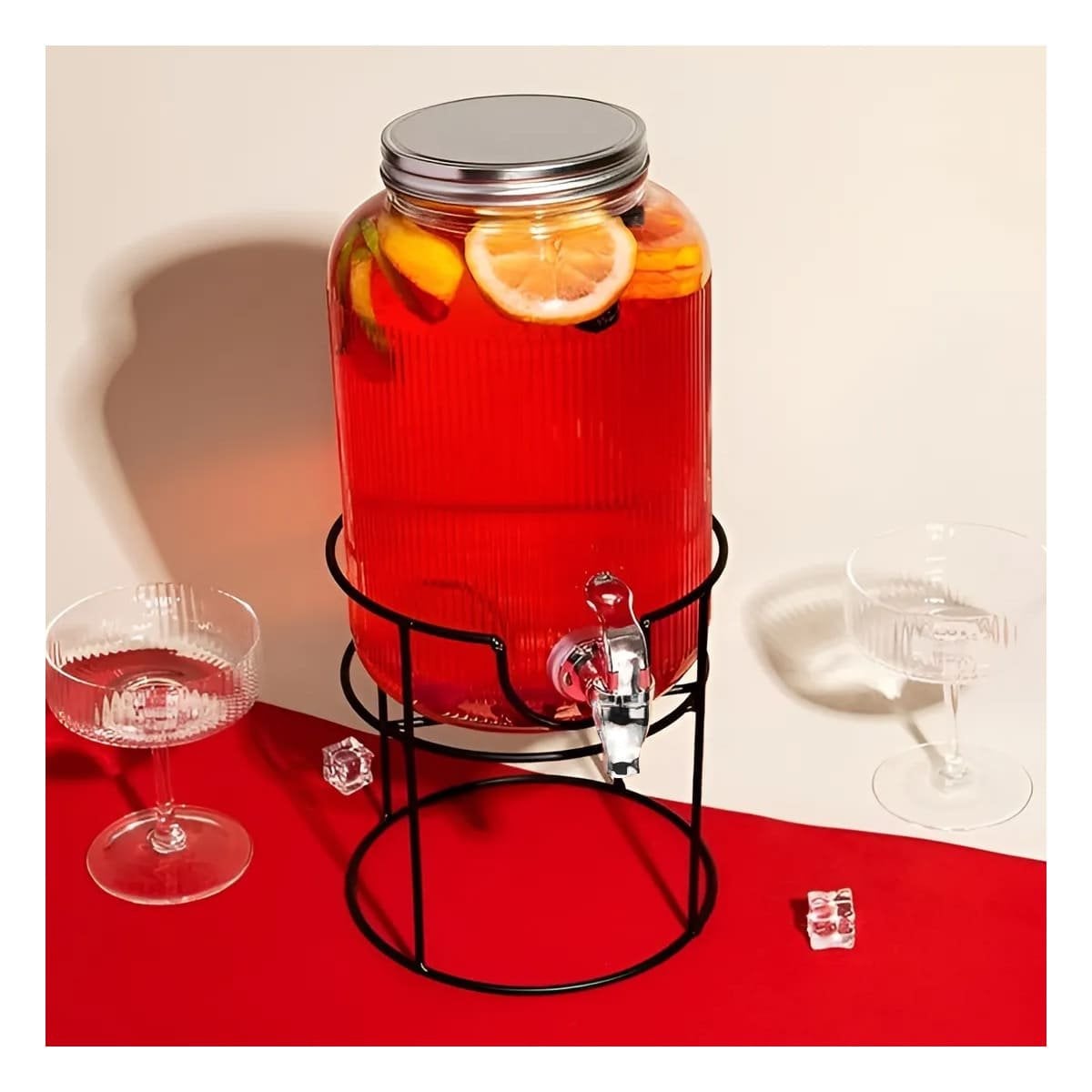 DISPENSADOR DE BEBIDA PARA REFRESCOS Y BEBIDAS FRIAS NEGRO Y TRANSPARENTE 5,5L Y+REGALO STICKER - 5