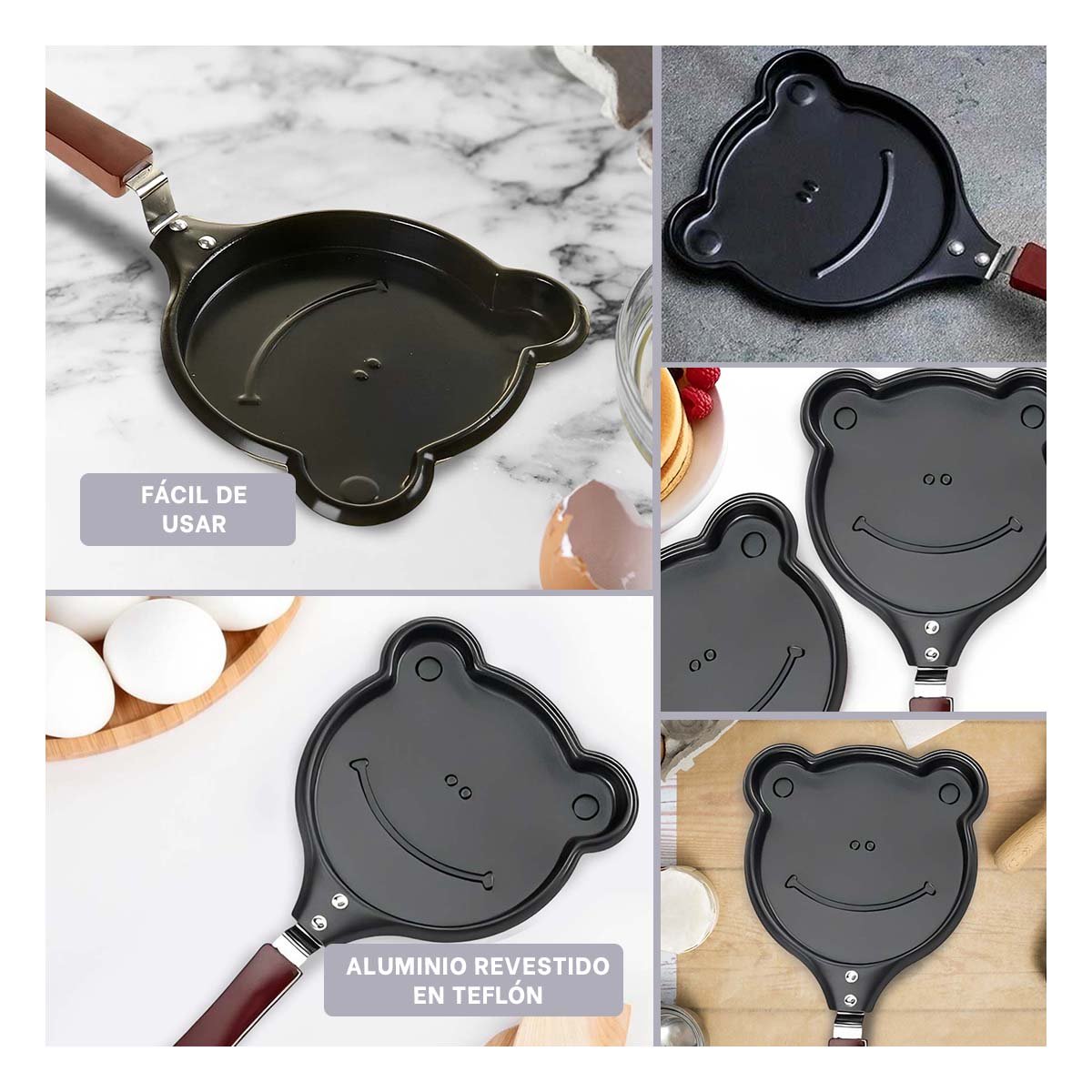 PACK12 CAZUELA CABEZA DE RANA PLOMO FUNCIONAL Y COMODA COCINAR HUEVOS - 2