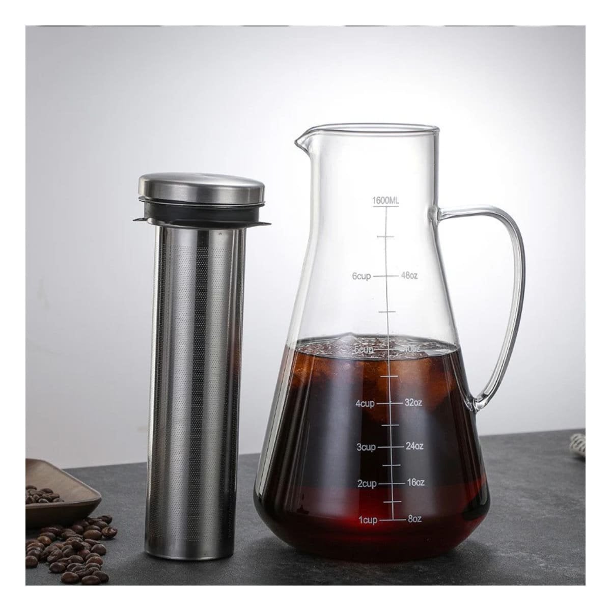 CAFETERA EN VIDRIO TRANSPARENTE 26 X 13,5 CM PARA PREPARAR CAFE EN CASA - 3