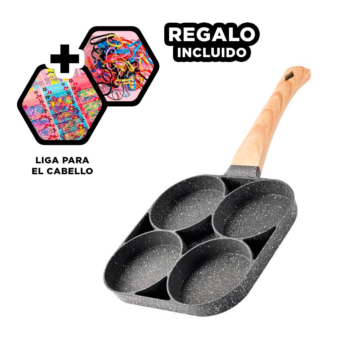 SARTEN ANTIADHERENTE DE 4 DIVISIONES EN PLOMO PARA DESAYUNOS COMPLETOS YLIGAS REGALO - 2