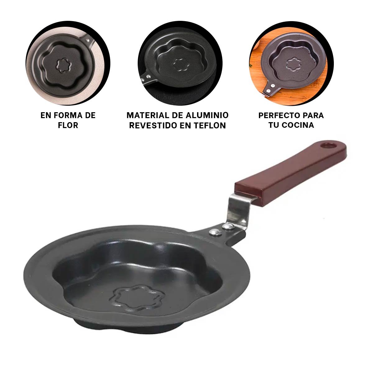 SARTEN CABEZA DE FLOR PLOMO FUNCIONAL Y COMODO COCINAR HUEVOS YPOST IT - 5