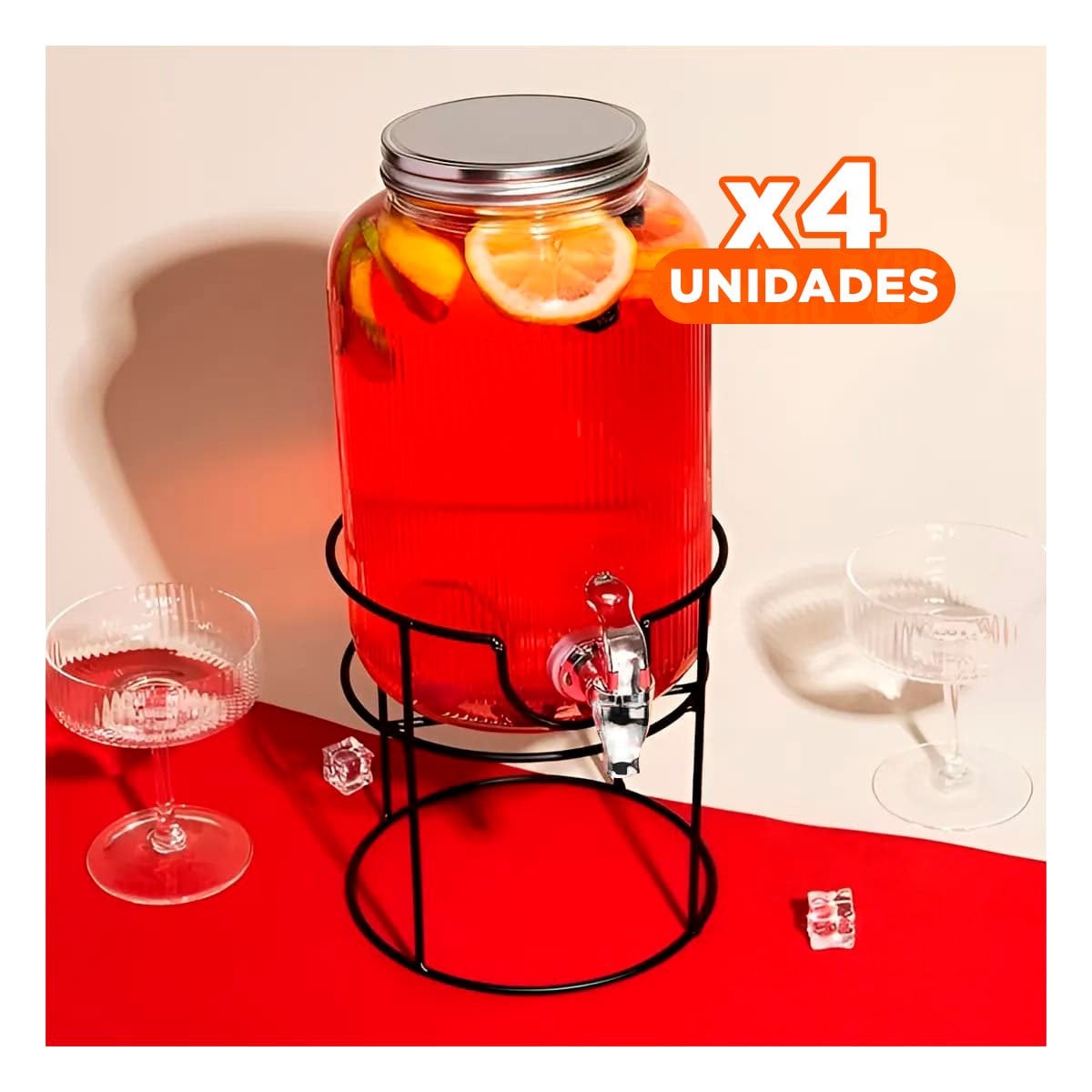 PACK4 SUMINISTRADOR DE BEBIDA PARA BEBIDAS CALIENTES NEGRO Y TRANSPARENTE 5,5L Y+PAPEL REGALO - 1