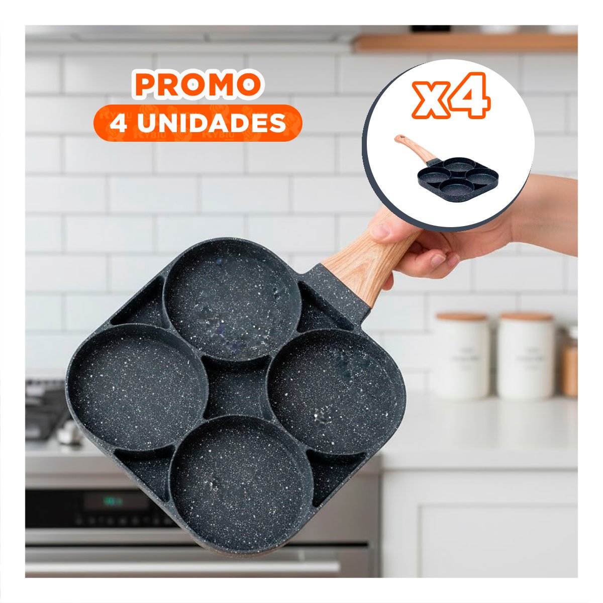 PACK4 OLLA ANTIADHERENTE DE 4 DIVISIONES EN PLOMO CON MANGO YPAPEL REGALO - 1