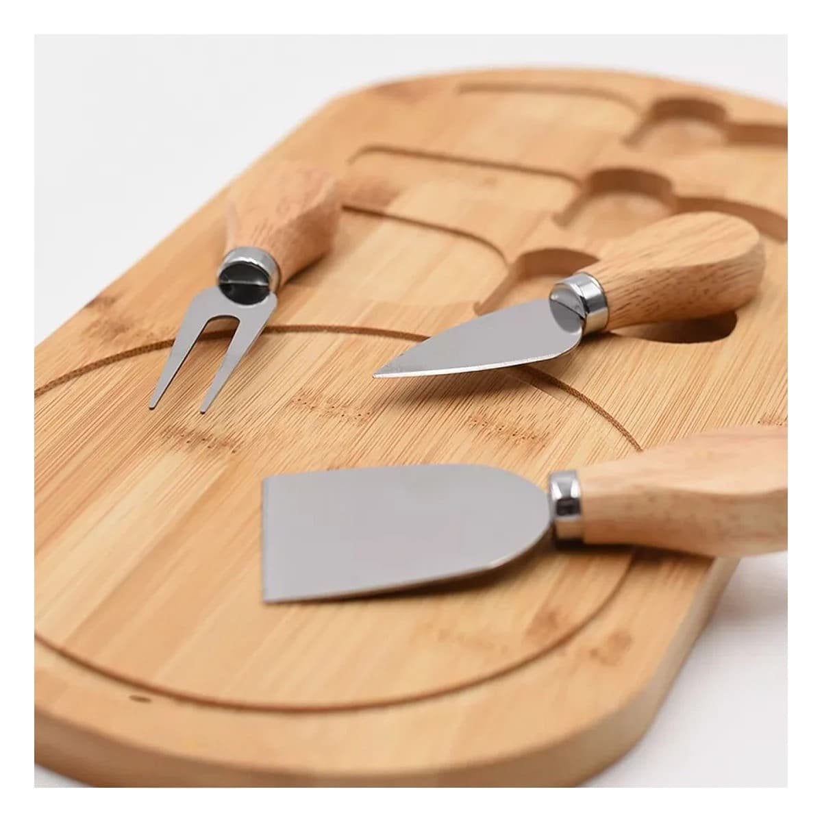 JUEGO DE CUCHILLOS MULTIFUNCION PARA PREPARAR QUESOS Y FRUTAS MADERA Y+REGALO STICKER - 2