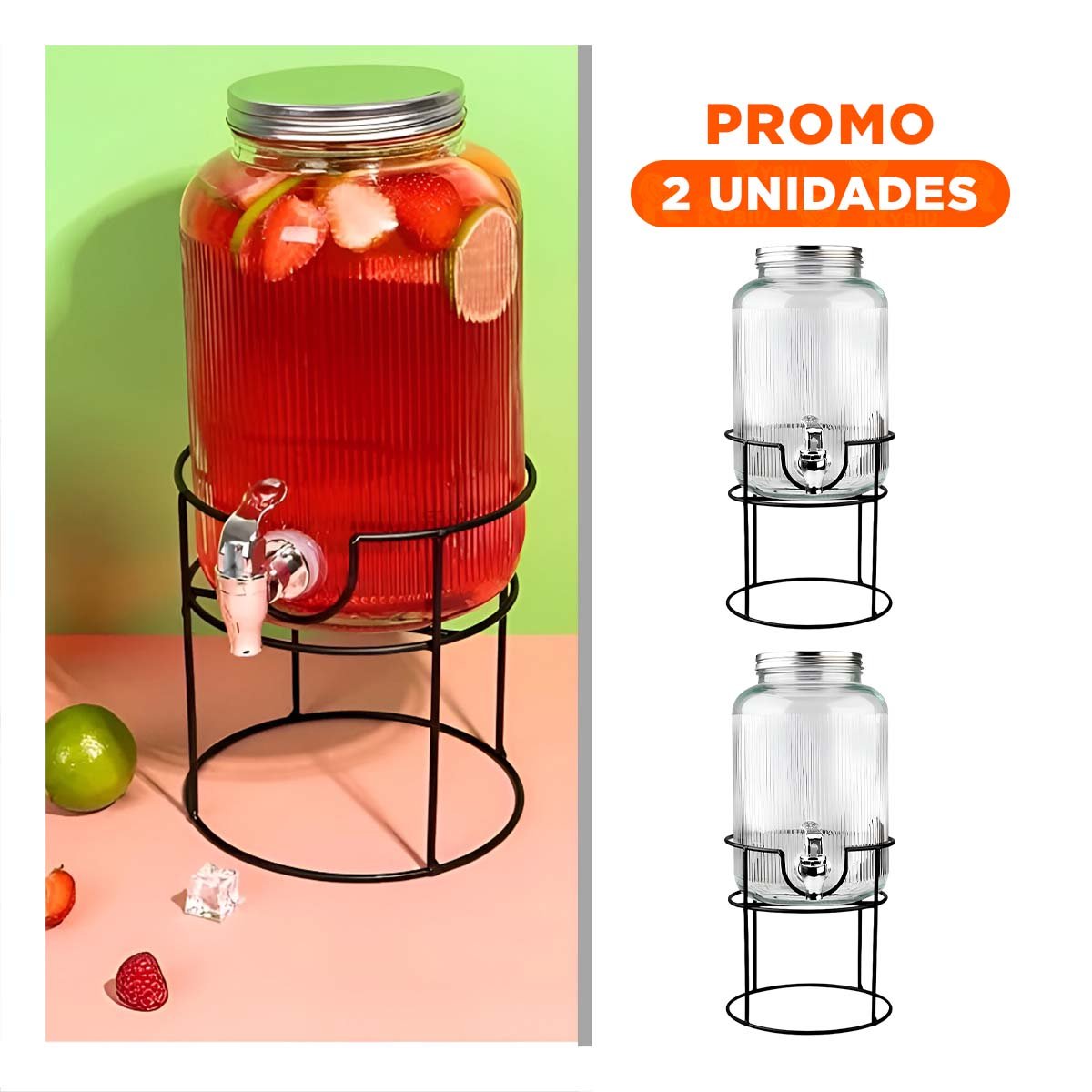 PACK2 SUMINISTRADOR DE BEBIDA PARA TE FRIAS NEGRO Y TRANSPARENTE 5,5L Y+REGALO STICKER - 1