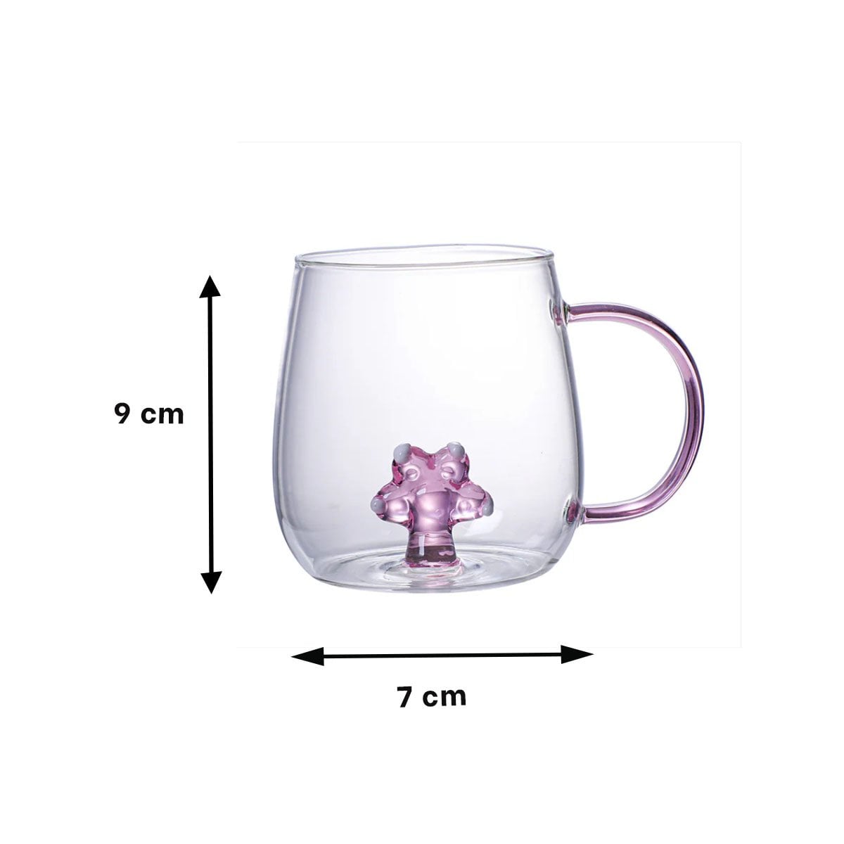 TAZA PARA BEBIDAS CALIENTES CON ASA FACIL Y COMODA ROSADA TRANSPARENTE 350 ML - 4