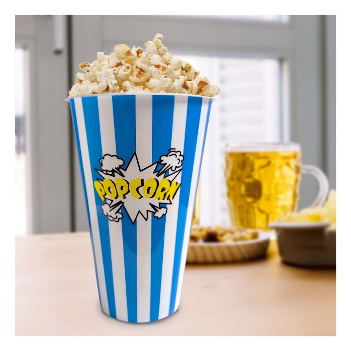 PACK4 RECIPIENTE POPCORN 11,3X17X6,9CM AZUL PARA SERVIR PALOMITAS Y DULCES YPAPEL REGALO - 2