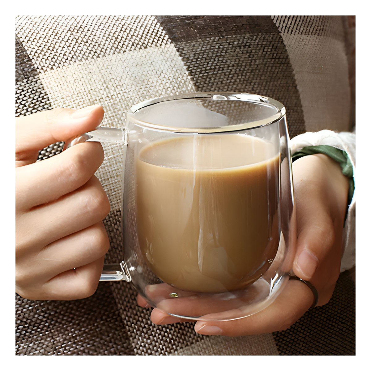 TAZA DOBLE CAPA 443ML TRANSPARENTE PARA CAFE Y TE EN CASA YPAPEL REGALO - 1