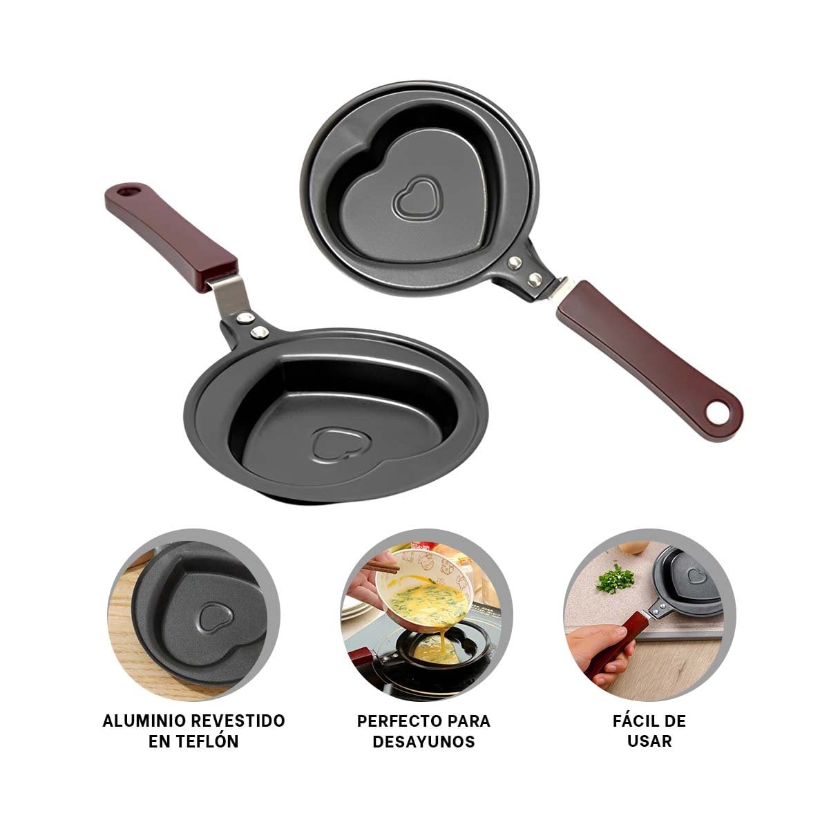 SARTEN CABEZA DE CORAZON PLOMO FUNCIONAL Y COMODO COCINAR HUEVOS YPOST IT - 5