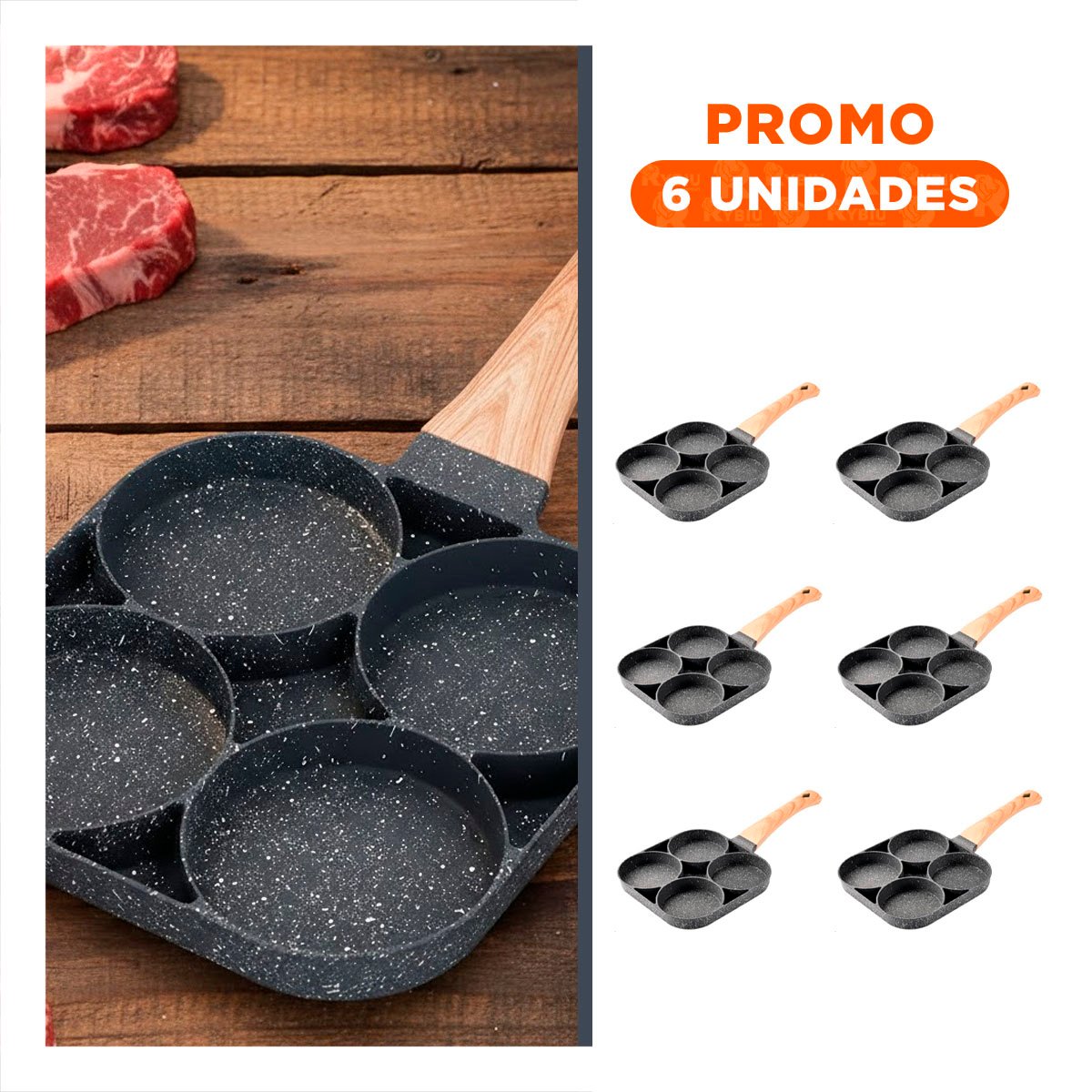 PACK6 CAZUELA ANTIADHERENTE DE 4 DIVISIONES EN PLOMO PARA SNACKS - 1