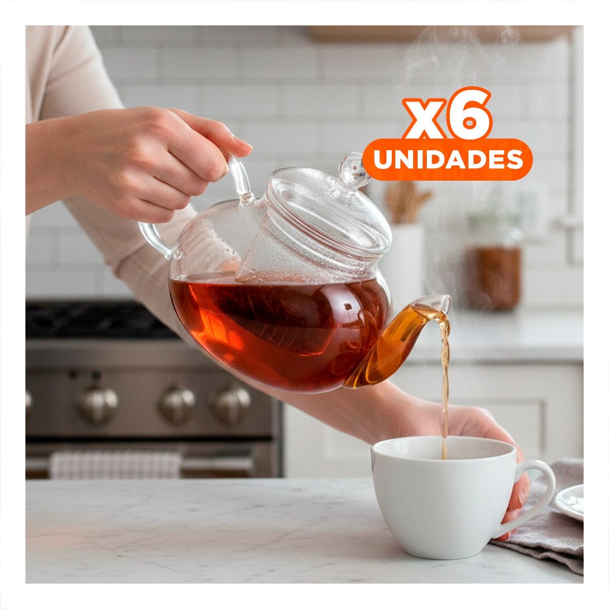 PACK6 CONTENEDOR MODERNO DE VIDRIO PARA COCINA Y OFICINA 1000 ML Y+PAPEL REGALO - 1