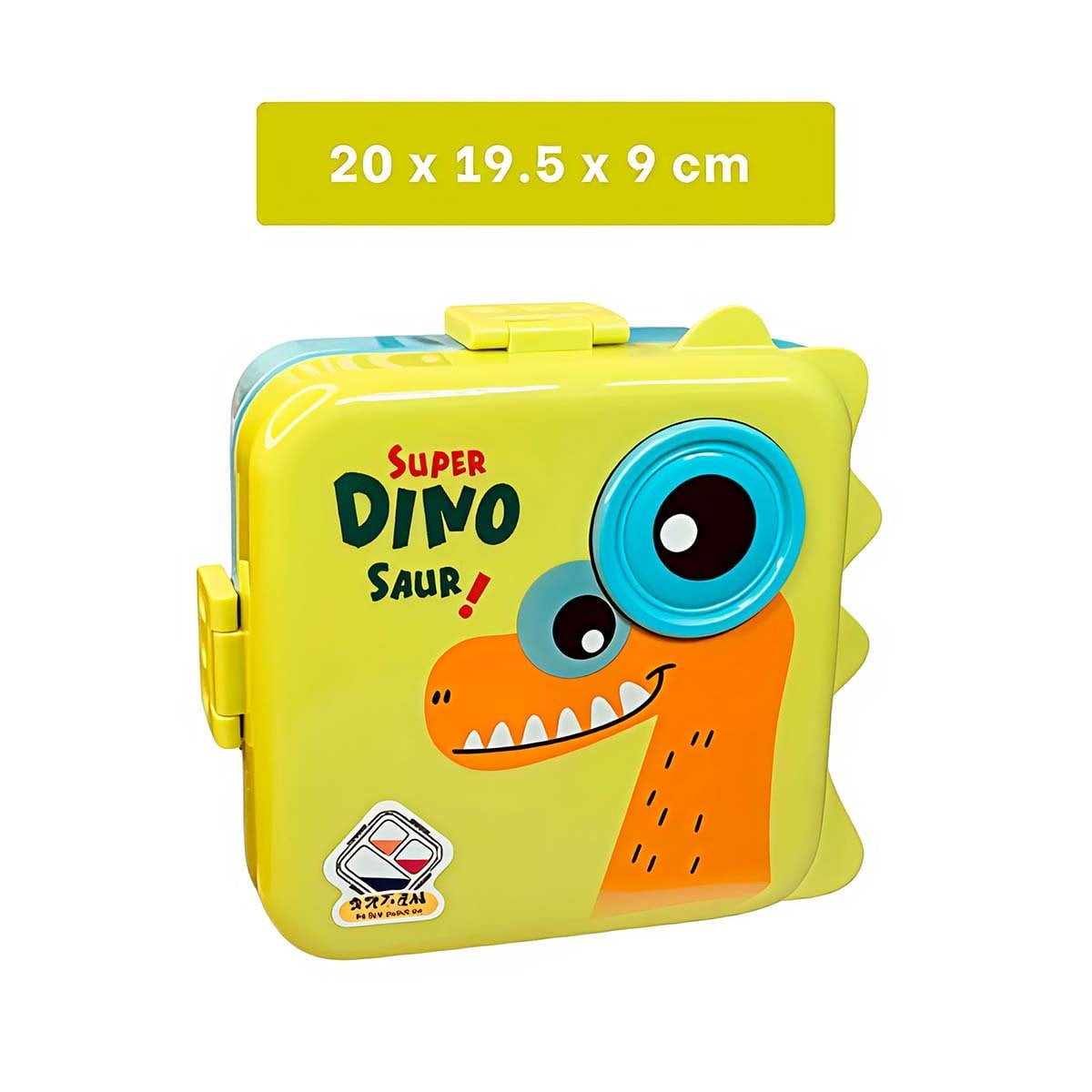 TAPER CUADRADO CON DINOSAURIO PARA LLEVAR SNACKS 1600ML VERDE Y CELESTE Y+PAPEL REGALO - 4