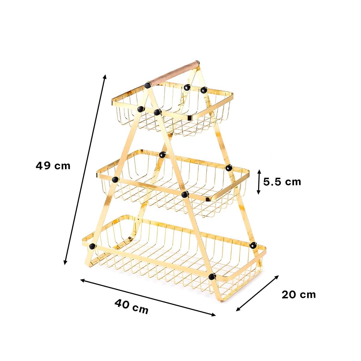 PACK2 SOPORTE TRIANGULAR 3 NIVELES PARA MESA Y COCINA DORADO Y+PAPEL REGALO - 4