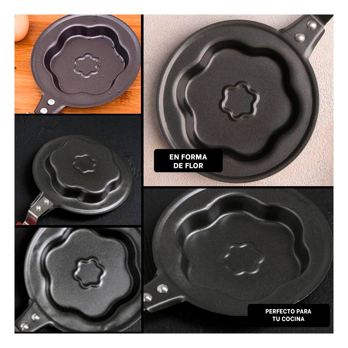 SARTEN CABEZA DE FLOR PLOMO PRACTICO Y FUNCIONAL COCINAR SNACKS YPAPEL REGALO - 3
