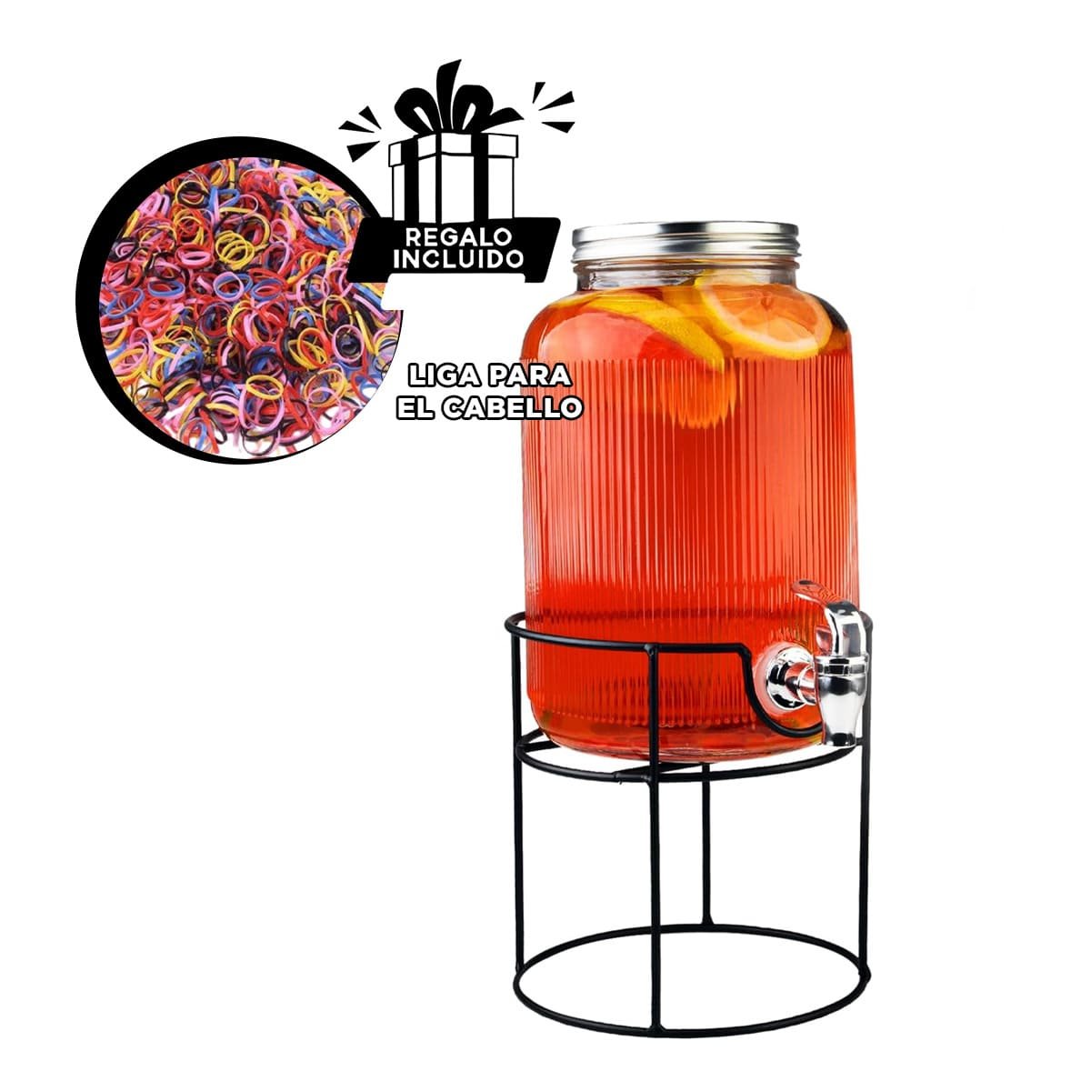 DISPENSADOR DE BEBIDA PARA JUGOS NATURALES NEGRO Y TRANSPARENTE 5,5L Y+LIGAS REGALO - 2