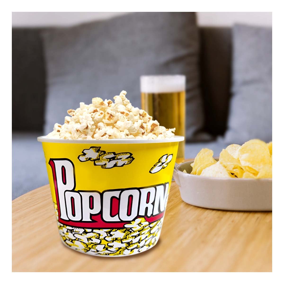 PACK4 BALDE POPCORN 16X11,6X12CM AMARILLO PARA DULCES Y PALOMITAS YREGALO STICKER - 3