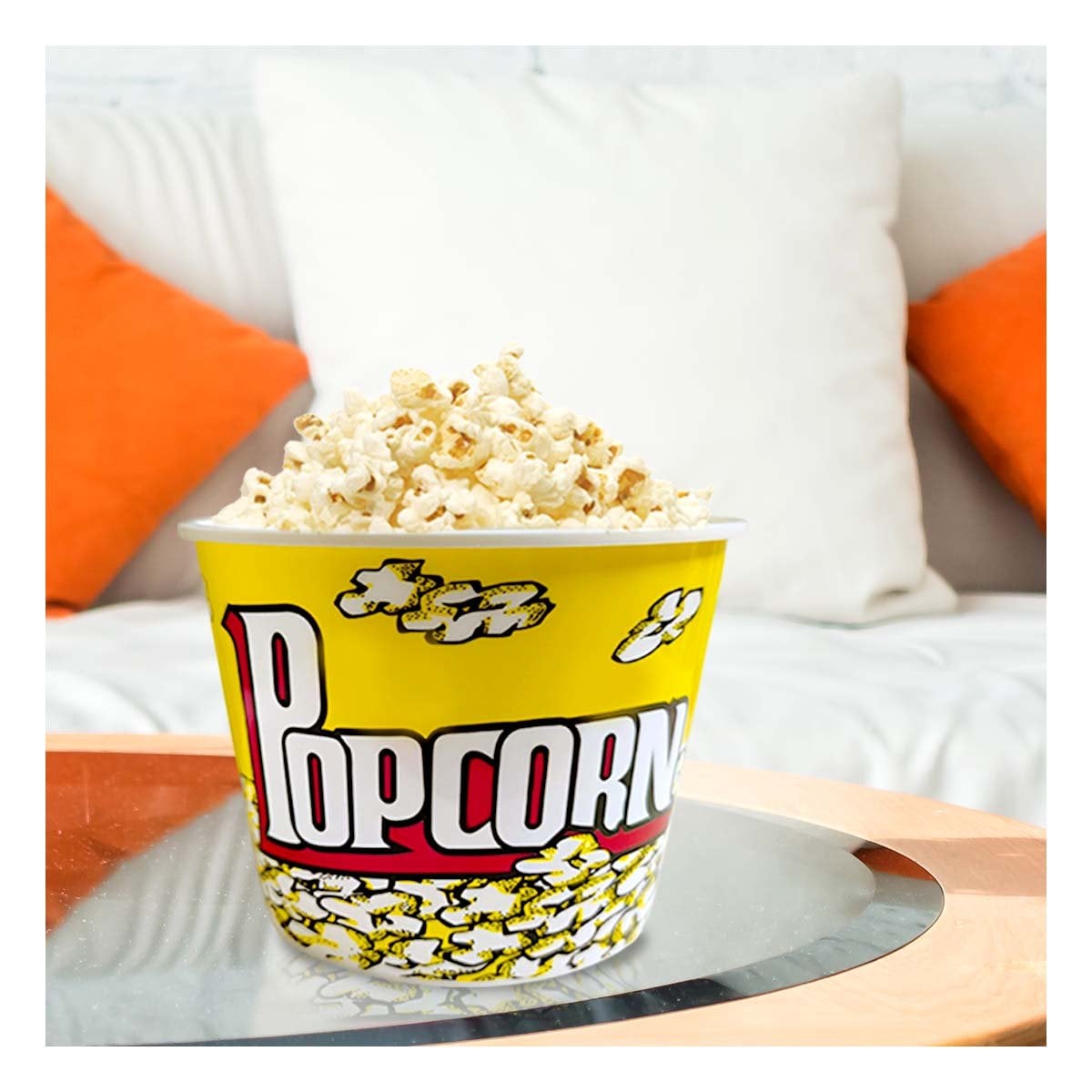 PACK4 BALDE POPCORN 16X11,6X12CM AMARILLO PARA DULCES Y PALOMITAS YREGALO STICKER - 5
