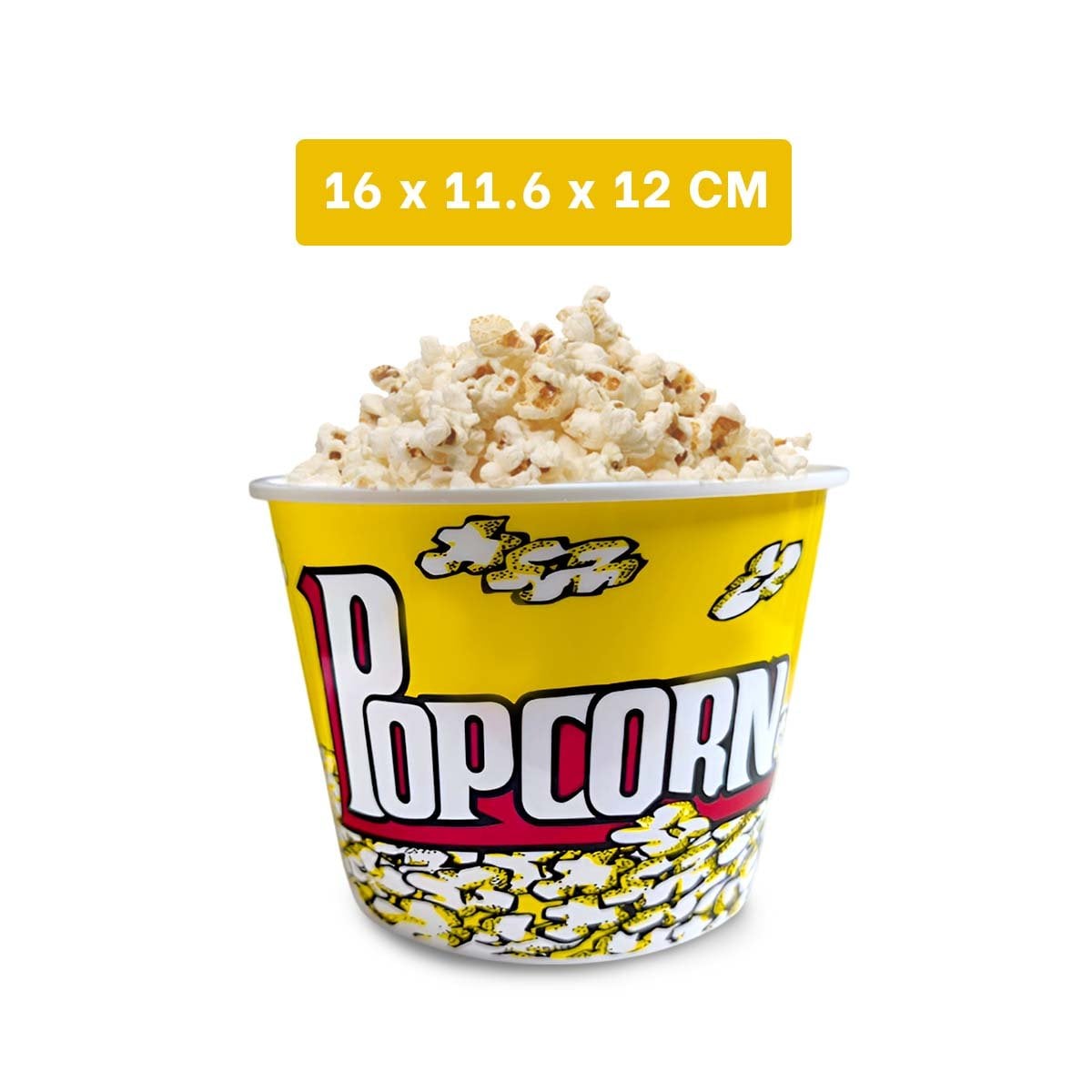 PACK12 CUBO POPCORN 16X11,6X12CM AMARILLO PARA CINE Y REUNIONES YREGALO STICKER - 4
