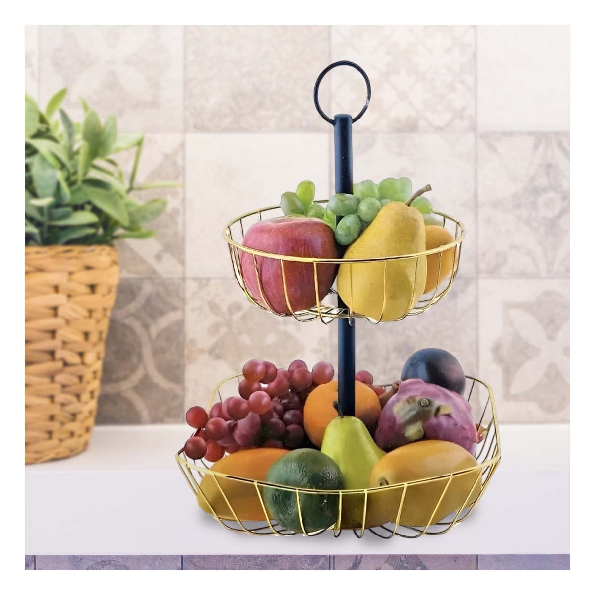 PACK4 PIE DE FRUTAS DE 2 NIVELES PARA DESAYUNO Y MERIENDA DORADO Y+REGALO STICKER - 3