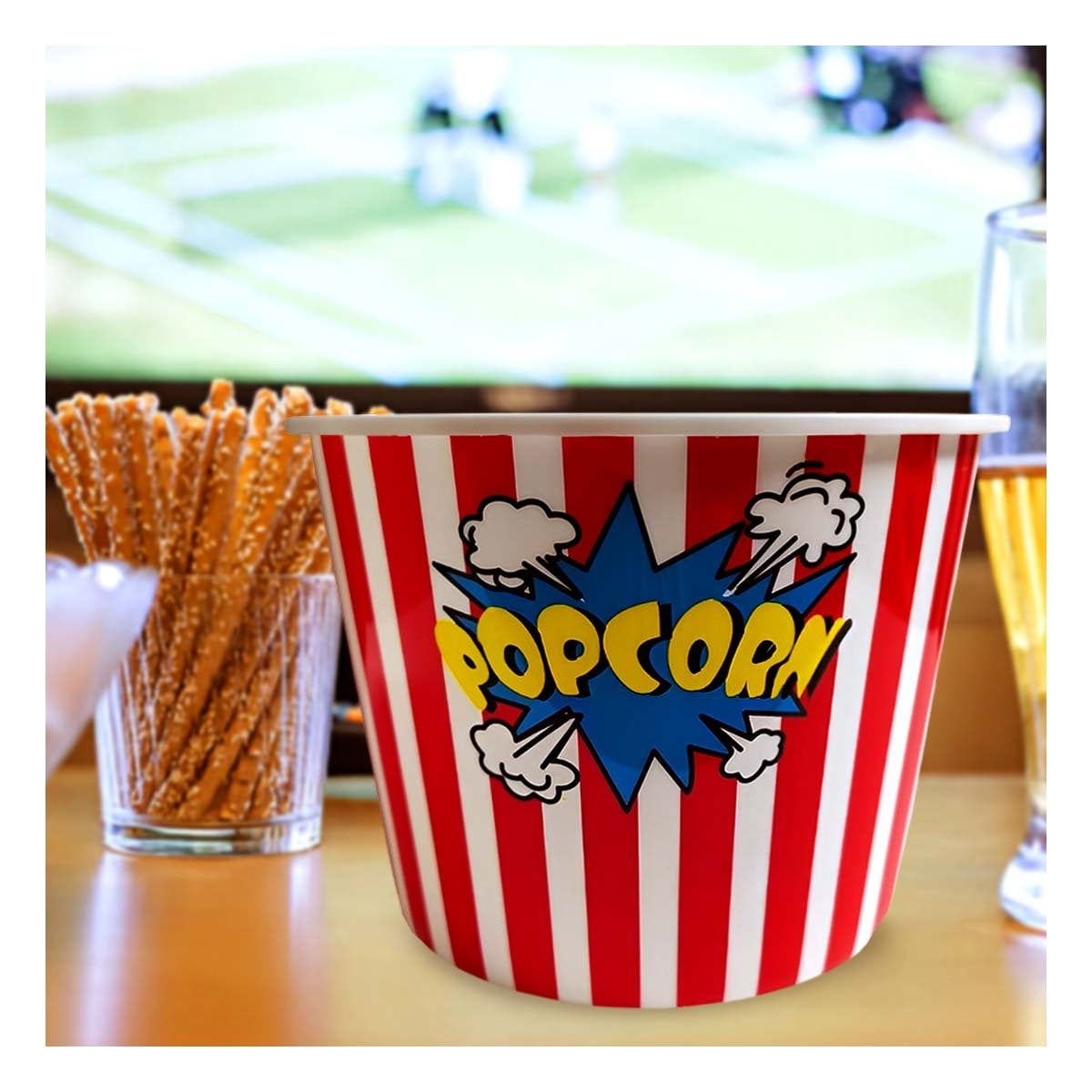 PACK4 RECIPIENTE POPCORN 16X11,6X12CM ROJO PARA SERVIR PALOMITAS Y DULCES YPAPEL REGALO - 5