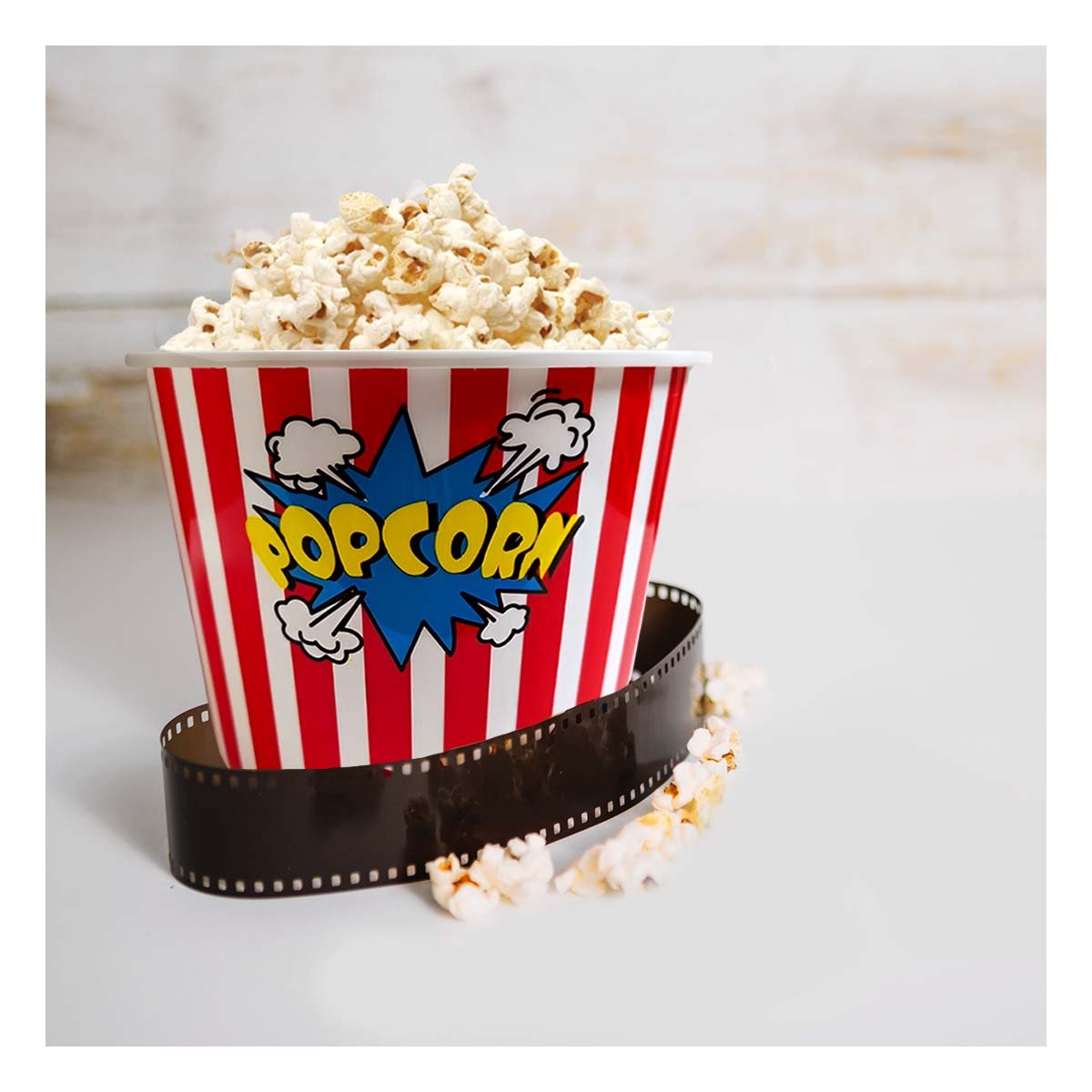 CUBETA VASO POPCORN 16X11,6X12CM ROJO PARA REUNIONES Y CELEBRACIONES YLIGAS REGALO - 3