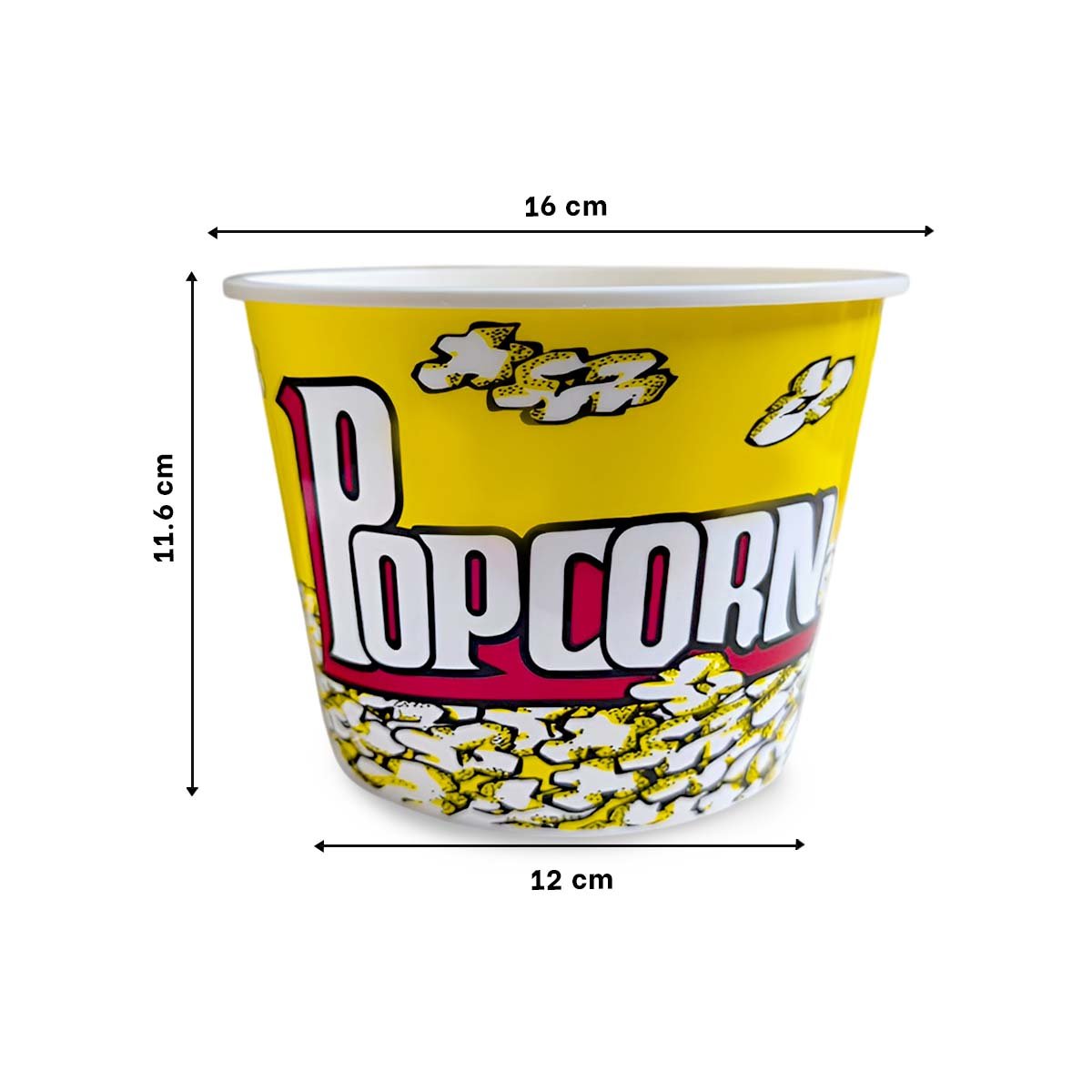 PACK6 BALDE POPCORN 16X11,6X12CM AMARILLO PARA FIESTAS Y CINE - 4