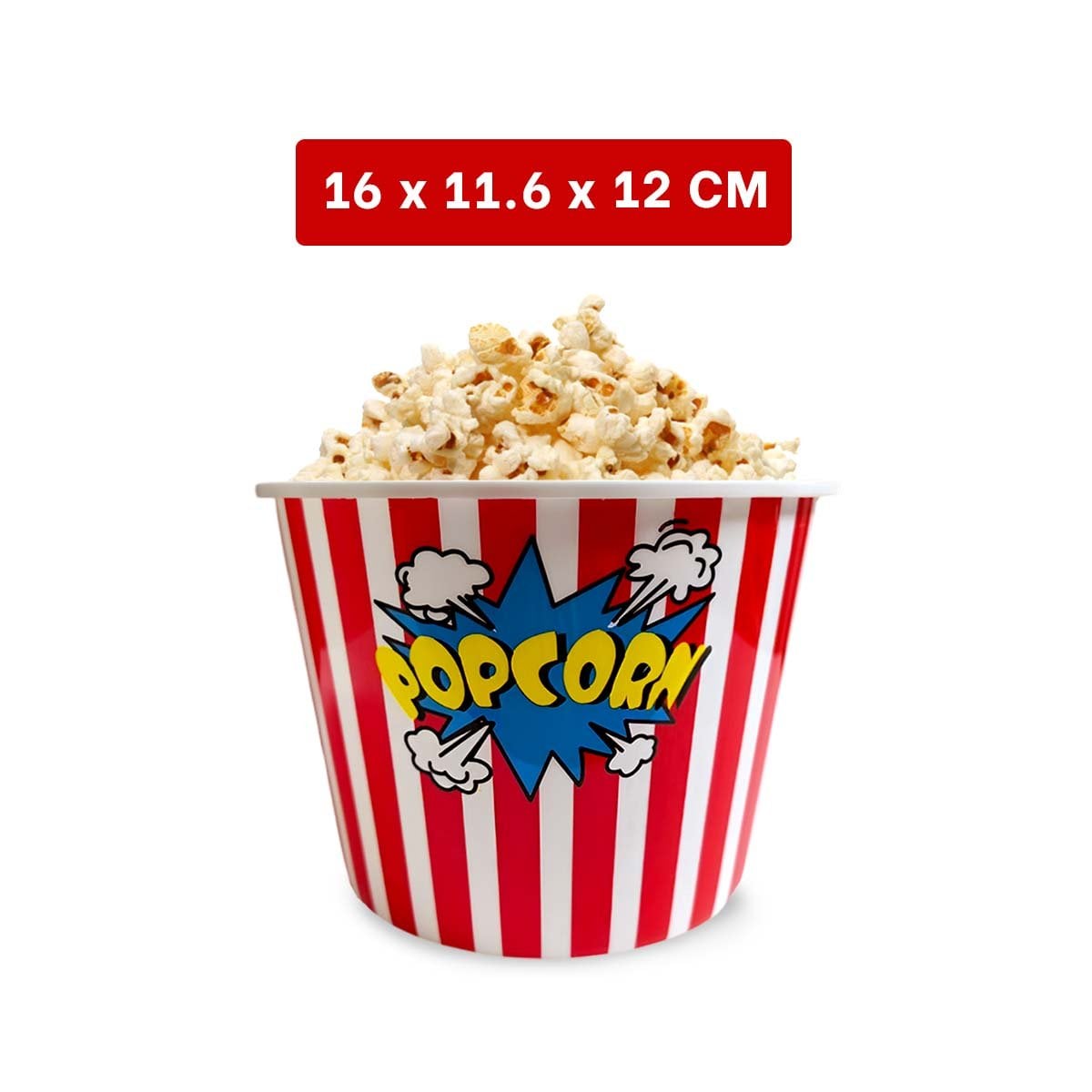 PACK6 BALDE POPCORN 16X11,6X12CM ROJO PARA REUNIONES Y CELEBRACIONES YREGALO STICKER - 4