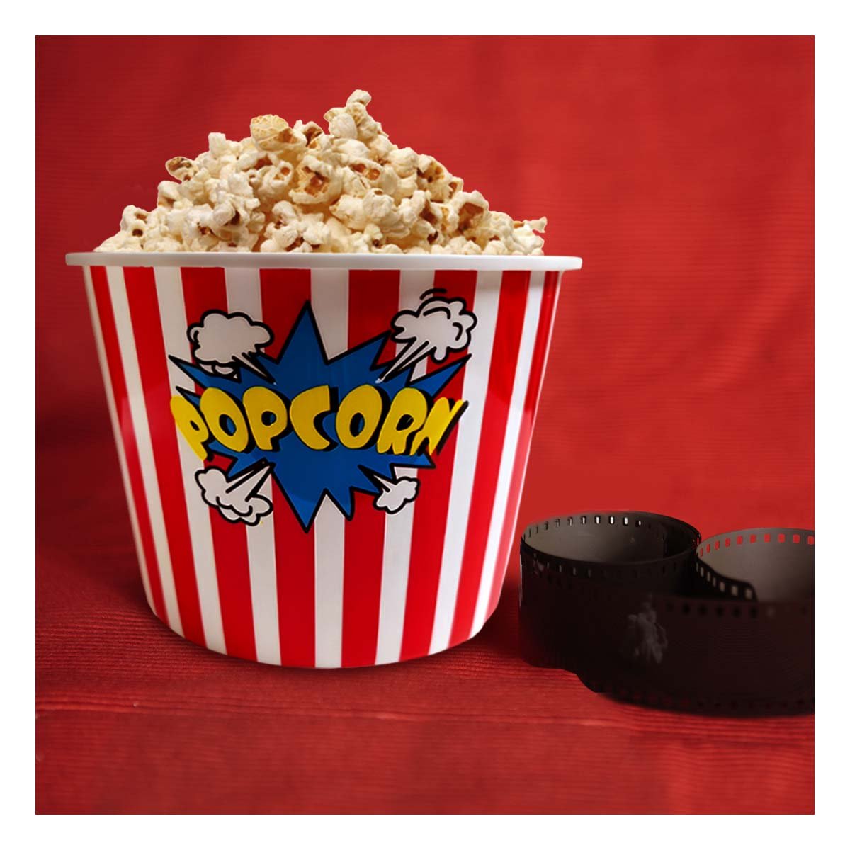 PACK6 BALDE POPCORN 16X11,6X12CM ROJO PARA REUNIONES Y CELEBRACIONES YREGALO STICKER - 5