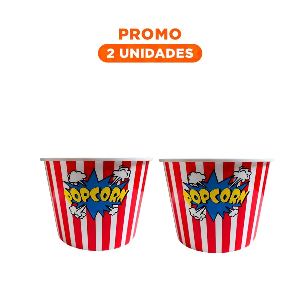 PACK2 RECIPIENTE POPCORN 16X11,6X12CM ROJO CON DISENO PRACTICO Y FUNCIONAL YREGALO STICKER - 1