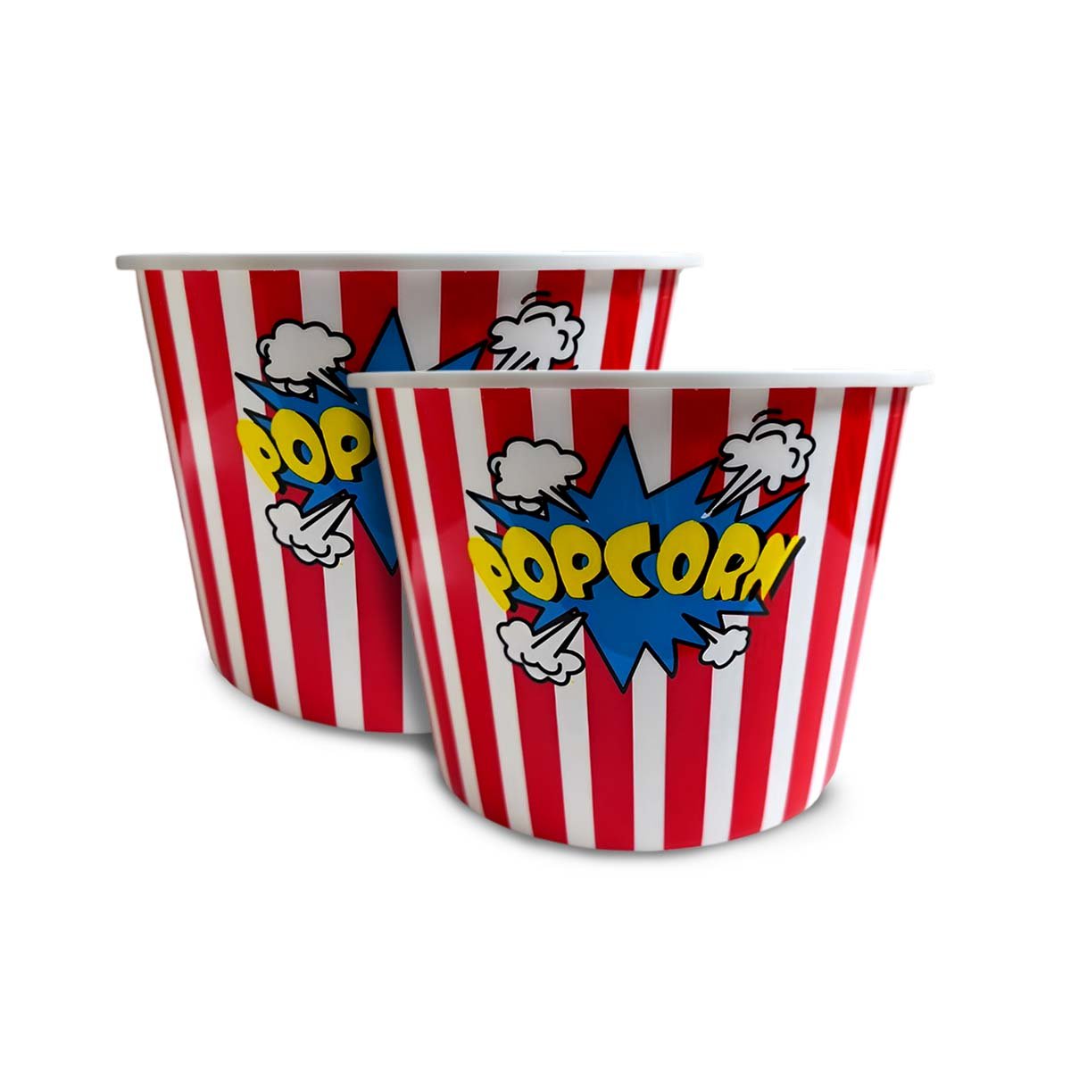 PACK2 RECIPIENTE POPCORN 16X11,6X12CM ROJO CON DISENO PRACTICO Y FUNCIONAL YREGALO STICKER - 2