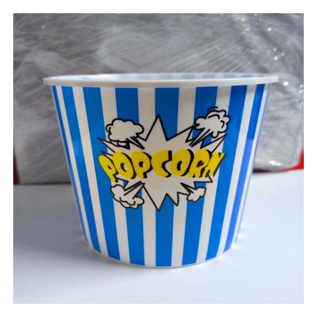 PACK4 BALDE POPCORN 16X11,6X12CM AZUL PARA DULCES Y SNACKS EN FIESTAS YREGALO STICKER - 5