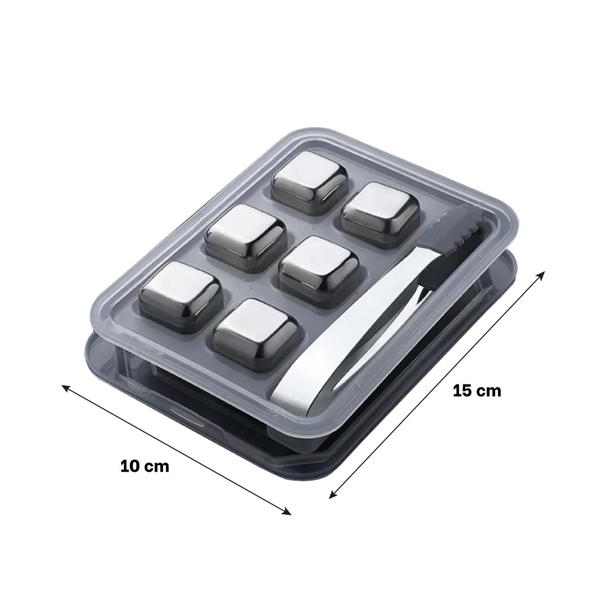 PACK6 ACCESORIOS DE BAR 6 CUBOS DE HIELO REUTILIZABLES Y PINZA - 4