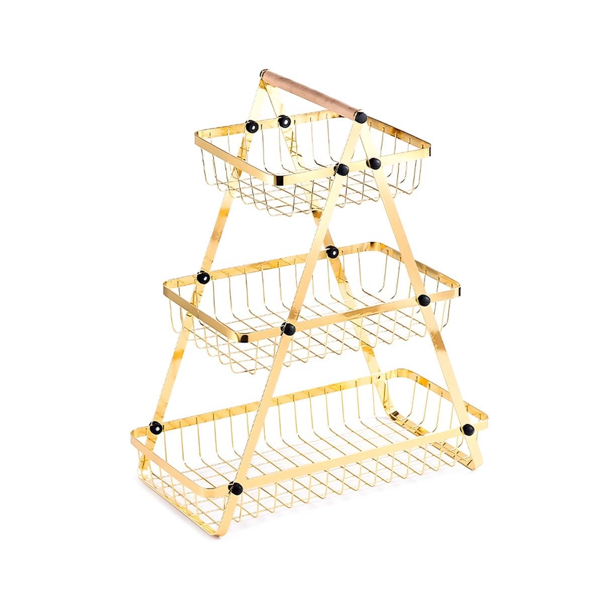 PACK4 SOPORTE TRIANGULAR 3 NIVELES PARA COCINA Y MESA DORADO Y+PAPEL REGALO - 3