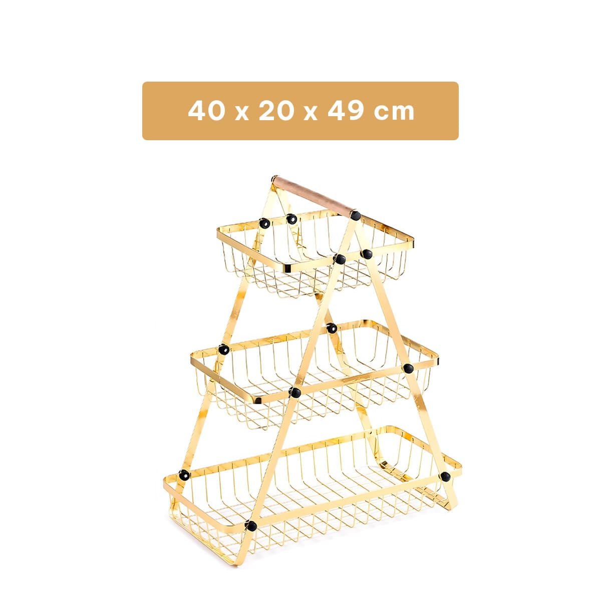 PACK4 SOPORTE TRIANGULAR 3 NIVELES PARA COCINA Y MESA DORADO Y+PAPEL REGALO - 4