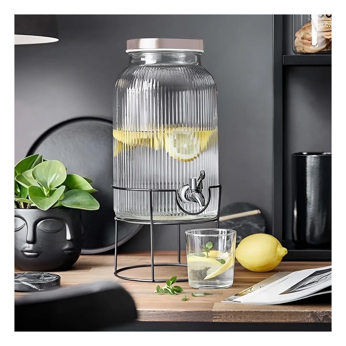 PACK2 SUMINISTRADOR DE BEBIDA PARA AGUA Y BEBIDAS NATURALES NEGRO Y TRANSPARENTE 5,5L - 5