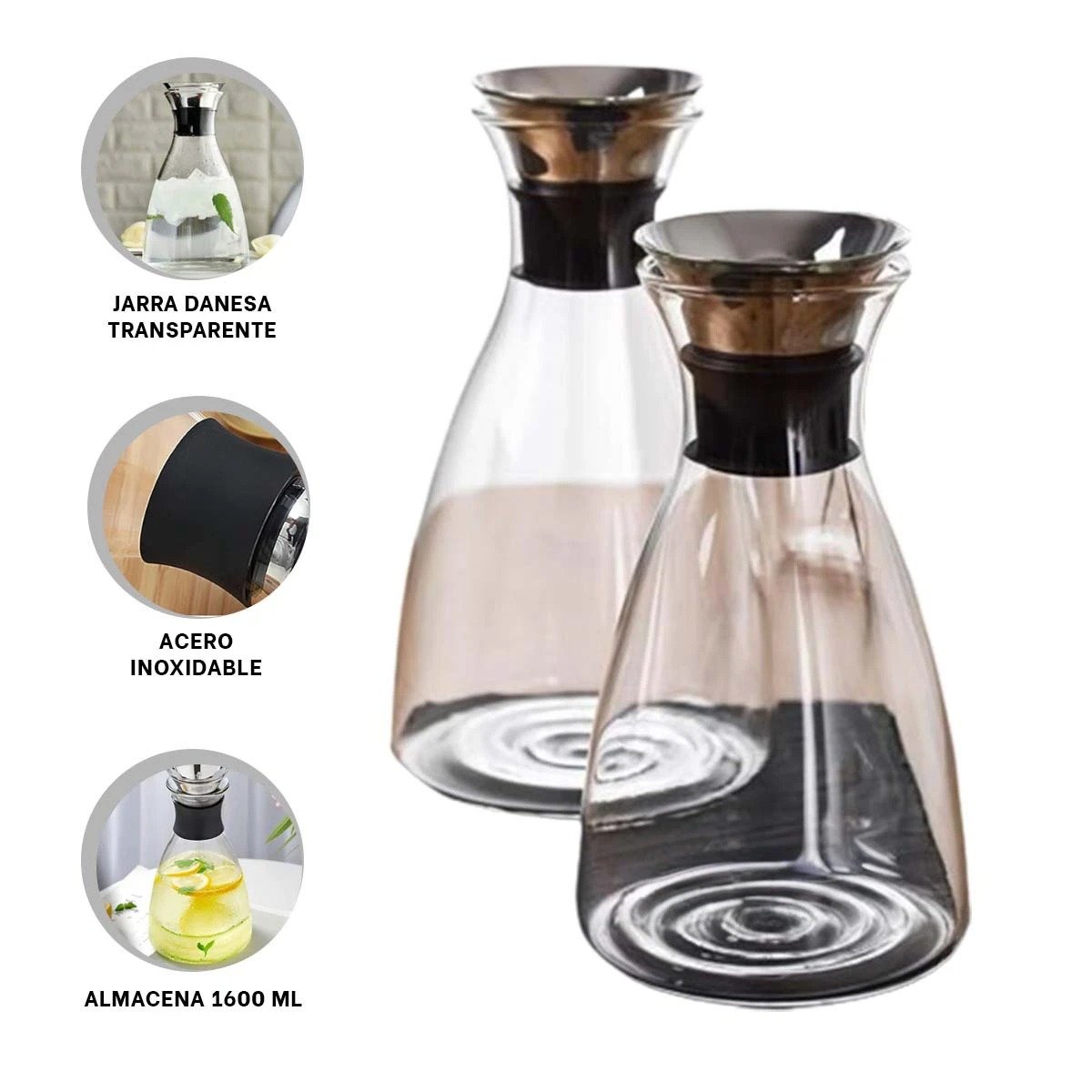 JARRA PARA USO DIARIO Y COMIDAS FAMILIARES TRANSPARENTE 1600 ML Y+POST IT - 5