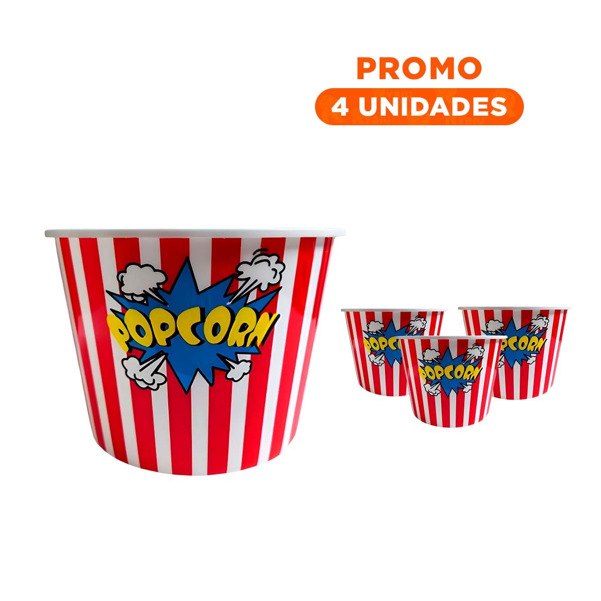 PACK4 RECIPIENTE POPCORN 16X11,6X12CM ROJO PARA REUNIONES Y CELEBRACIONES - 1