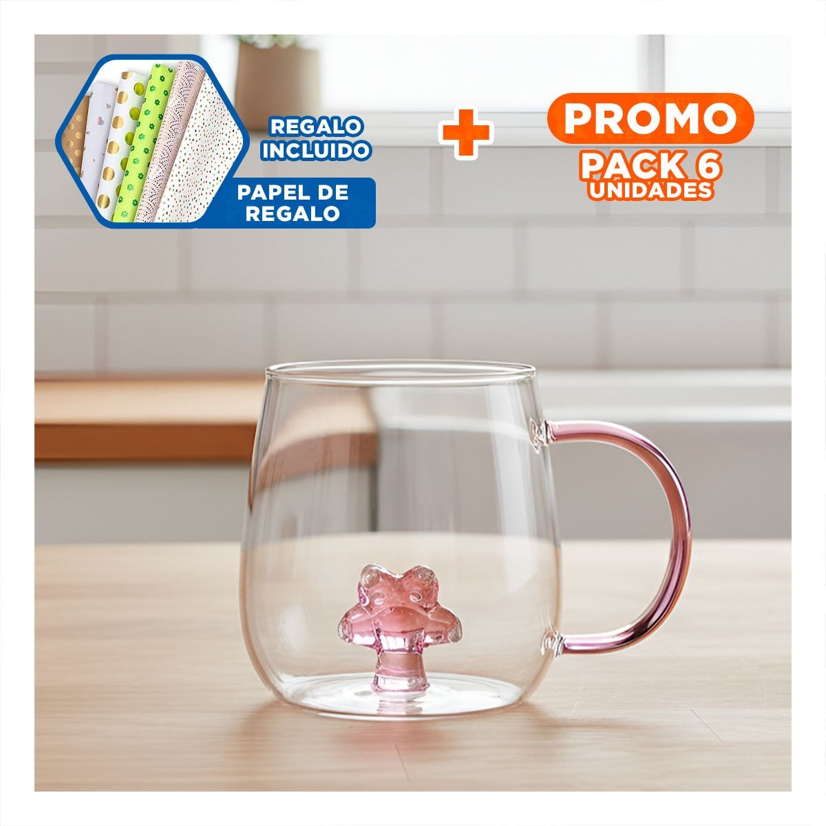 PACK6 ARTICULO PARA BEBIDAS FRIAS CON ASA COMODA ROSADA TRANSPARENTE 350 ML - 1