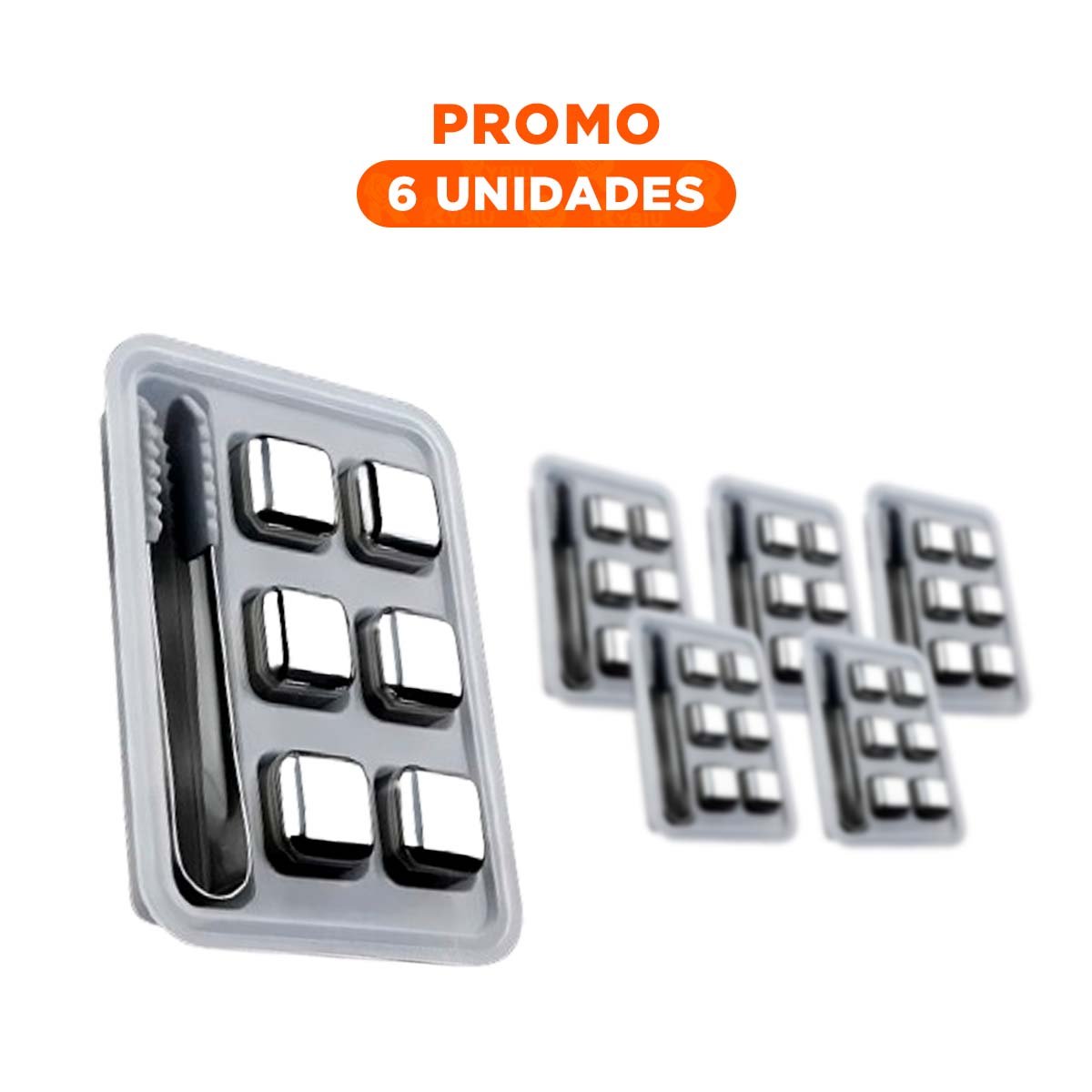 PACK6 ACCESORIOS DE BAR 6 CUBOS DE HIELO PARA WHISKY Y COCTELES YREGALO STICKER - 1