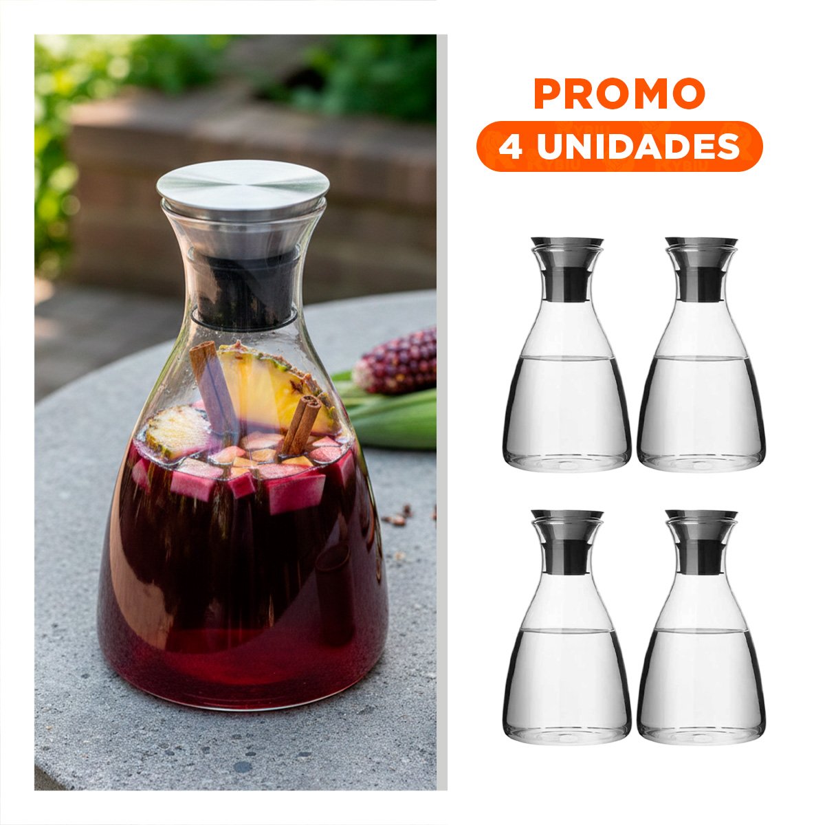 PACK4 BOTELLA PARA COMIDAS Y BEBIDAS FRESCAS DE USO DIARIO TRANSPARENTE 1600 ML - 1