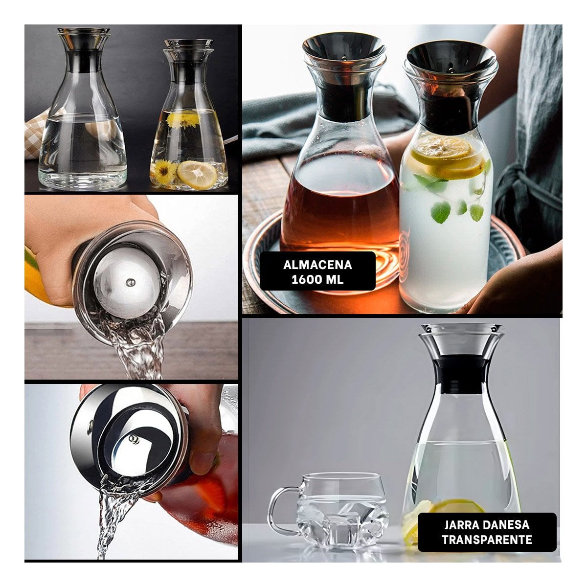 JARRA PARA COCINA Y MESA FAMILIAR TRANSPARENTE 1600 ML Y+PAPEL REGALO - 3