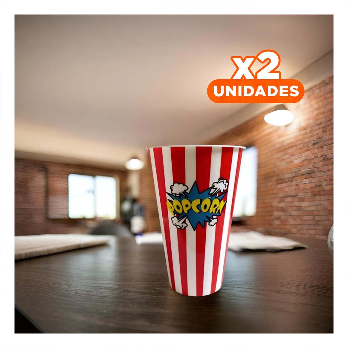 PACK2 RECIPIENTE POPCORN 11,3X17X6,9CM ROJO PARA CINE Y EVENTOS EN CASA YPAPEL REGALO - 1
