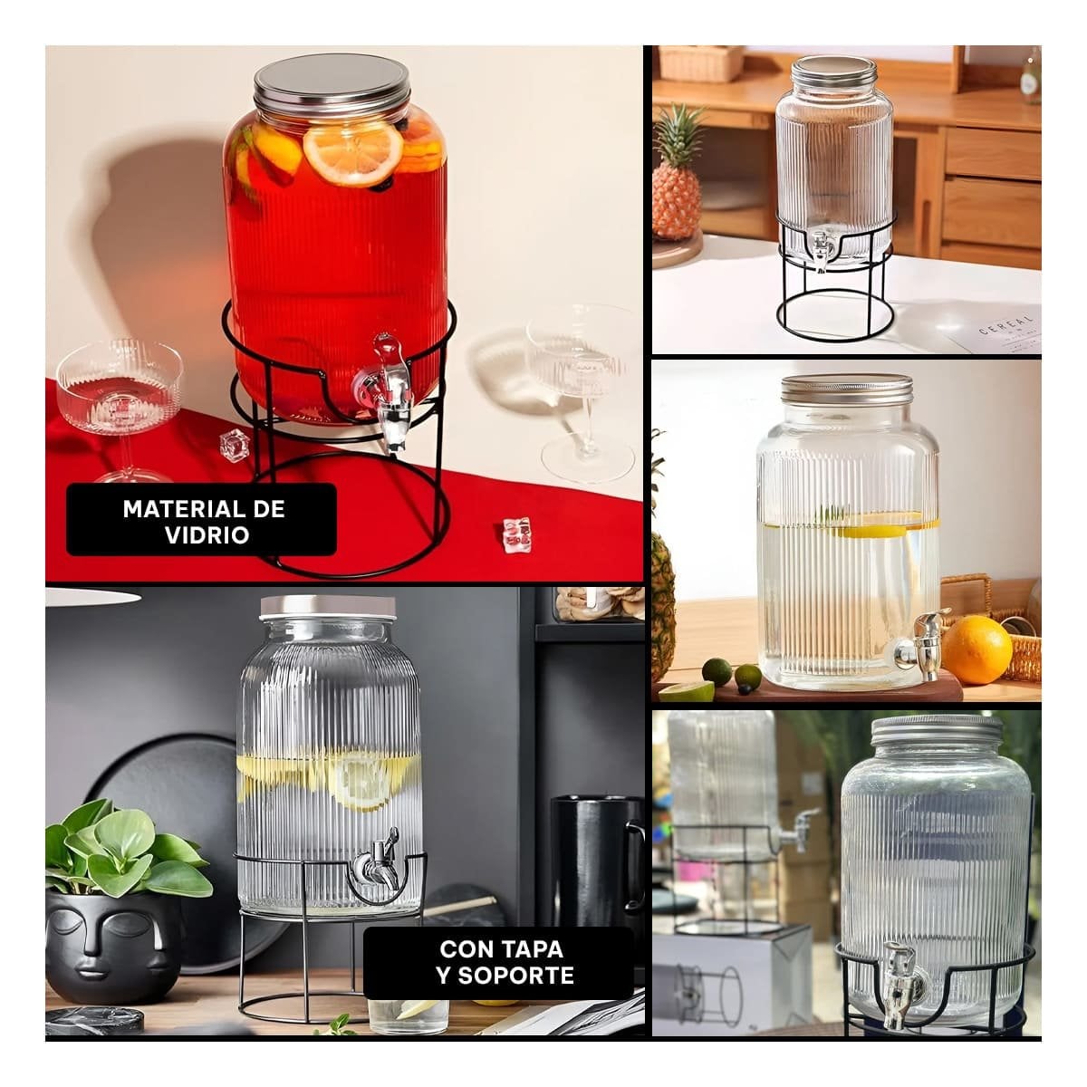DISPENSADOR DE BEBIDA PARA TE E INFUSIONES FRIAS NEGRO Y TRANSPARENTE 5,5L - 2