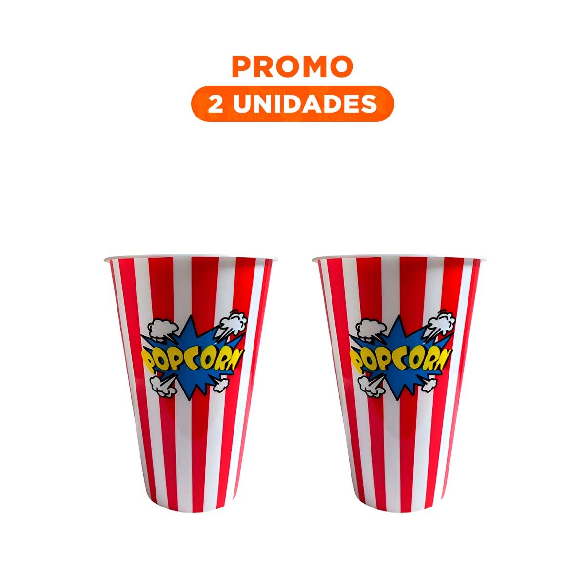 PACK2 RECIPIENTE POPCORN 11,3X17X6,9CM ROJO CON DISENO PRACTICO Y FUNCIONAL YREGALO STICKER - 1