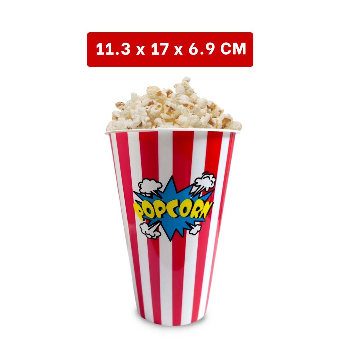 PACK2 RECIPIENTE POPCORN 11,3X17X6,9CM ROJO CON DISENO PRACTICO Y FUNCIONAL YREGALO STICKER - 4
